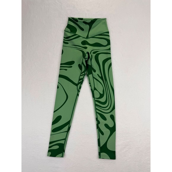 Vitality x Cosmopolitan Pants - Vitality x Cosmopolitan Green Swirl Psychedelic High Waisted Leggings XS Womens